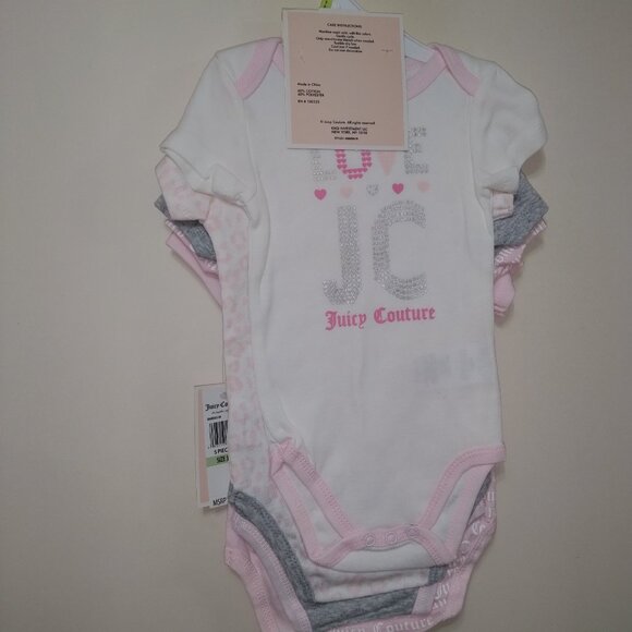 NWT Juicy Couture 5-pack baby onesies Size 3/6 months - Picture 3 of 3
